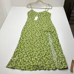 Reformation Crimini Fennel Slip On Slit Midi Dress Size 4 Green White NEW Photo 0