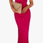 PRETTYGARDEN Pink Bodycon Ribbed Strapless Side Slit Dress Photo 1