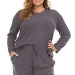 Revolve Flora Nikrooz Soft Fleece Lounge Pajama Top Pullover 2X Gray Long Sleeves V-Neck Photo 1