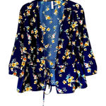 Xhilaration Navy Floral Bell Sleeve Open Front Cardigan Summer Kimono A6 Photo 0