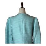 Talbots  Blue Shimmer Crew Neck‎ Snap Button Front Puff Sleeve Jacket Size 10 Photo 3