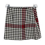 Who What Wear Wrap Button Skirt Asymmetrical Plaid Black Red Womens 4 Stretch Photo 2
