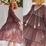 Christy Dawn  The Paloma Midi Dress Pink Comfrey Ditsy Floral Printed Flowy Large Photo 3