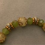 7” To 9” Stretch Bracelet Green & Gold Beads Beaded Boho Bohemian Photo 1