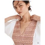 Madewell  Embroidered Poplin Mini Dress Puff Sleeve V neck‎ Size XS NWOT Photo 3