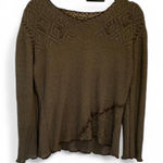 Gizel Olive Green and Brown Knit Flowy Sweater with Ruffle Hem size Large/XL Photo 0