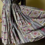 Vintage 70s HenryLee Paisley Print‎ Shirt Dress Long Sleeve Pleated Skirt Small Gray Photo 3