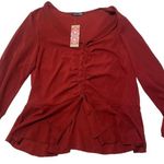 Boohoo Ruched Front Peplum Smock Top Photo 0