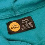 Life is Good  green with flower pink heart hoodie relaxed fit size XXL Photo 4