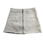 Anthropologie We The Free People Sz 25 Zip It Up Mini Denim Skirt White Distressed Frayed Hem Photo 2