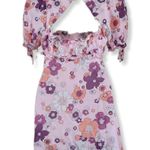 For Love & Lemons Magnolia Mini Dress Pink Floral Cottagecore Milkmaid Ruffle S Photo 1