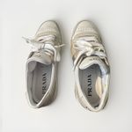 Prada   Downtown Perforated White Leather Sneakers Women's 39/9 EUC 1E792M Photo 3