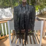 Vintage Women’s Black Lace Sequin Satin Button Front Puffed Sleeve Blouse Size S Photo 1