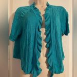 Chico's Chico’s Turquoise Ruffle Cardigan Size 2 L (12) Photo 0
