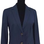 J. Crew Womens Cotton Blend Notch Lapel Long Sleeves Blazer Navy Blue Size 6 Photo 1
