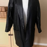 Nordstrom  Vinatage Black Leather Mid Blazer Size‎ Medium Photo 0