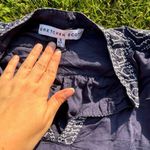 Gretchen Scott  Embroidered Notched Navy Peasant Top Photo 2