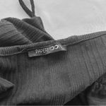 PaperMoon NWOT Medium  black rib halter crop top with ruched sides and ties Photo 5