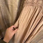 Aerie  Tan Koko Brown Boho Crochet Knit Maxi Dress Medium NWT Photo 3