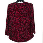 Anne Klein animal print burgundy and black Christmas blouse NWT Small Photo 7