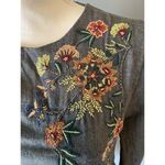 ZARA  EMBROIDERED DRESS WITH RUFFLES w/ beads-Grey‎ Small Photo 3