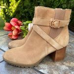 Blondo Tan Suede Tamzin Waterproof Heeled Ankle Bootie neubuck leather Photo 0
