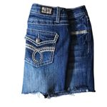 Earl Jean Blue Denim Shorts Size 10 Distressed Raw Hem Contrast Stitching Photo 4