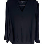 Eileen Fisher  V-Neck Dressy Silk Blouse Long Sleeve Black Size Medium Photo 0