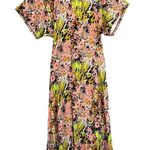 Whistles Pink Floral Dolman Short Sleeve Wrap Midi Dress NWT 10 Photo 1