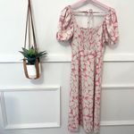 Emerson Fry Pink Tan Floral Puff Sleeve Midi Dress Size XS Photo 6