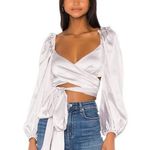 For Love & Lemons  Argent Wrap Long Sleeve Top in Silver  Small Photo 0