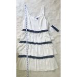 H by Halston HALSTON White Black Sleeveless Fringe Cocktail Dress Tiered Ruffle Size 6 New Photo 13