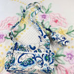 Vera Bradley Quilted Crossbody Bag Floral Blue White Green Matching Pouch Photo 0