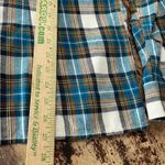 Duluth Trading Women Free Swing in Flannel Button Down Shirt Sz L Brown Plaid Blue Size L Photo 4