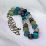 Chunky New York & Company Beaded Necklace Teal Blue Green & Clear Beads 24" NY Photo 5