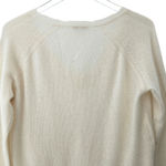 Minnie Rose Cashmere Frayed Edge V Neck Sweater Size Small Cream Photo 7