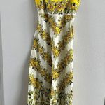 ALEMAIS Gisela Floral Linen Sleeveless Midi Dress size US 4 New Yellow Photo 1