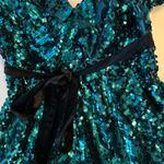 Free People green sequin siren ruffle party dress size 8 holiday wedding guest Photo 3