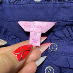 Lilly Pulitzer Ruffle Polo Top Navy Blue Casual Coastal Clean Girl Cotton Photo 5