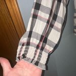 Sanctuary  Cori Smocked‎ Sleeve Blouse beige black red plaid wrap Vneck size S Photo 3