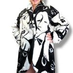 Vintage Donnybrook Faces Black White Faux Fur Coat Oversized Medium Art To Wear Photo 2