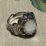 Konstantino Sterling Silver & 18K Gold Mother of Pearl & Pink Tourmaline Ring Size 6 Photo 0