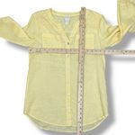 Chico's Chico’s Linen Lace Shoulder Button Up Tunic Shirt Butter Yellow Small Photo 11