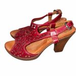NEW Naya Red Leather Alpine Slingback Heeled Sandals Shoes size 7.5 Photo 5