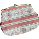Vintage floral embroidered coquette coin purse made in Italy for Neiman Marcus White Photo 0