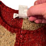 Dress Barn Vintage 90s Cardigan Sweater Colorblock Zip Up Lrg Burgandy Tan Brown Photo 6