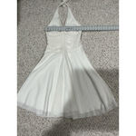 Womans Philip DeCaprio White With Gold Stripe Halter Fit N Flare Midi Dress 4 Photo 4