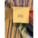 Anthropologie TRYB  Red White Blue Painted Plaid 100% Silk Tunic Blouse‎ Size S Photo 11