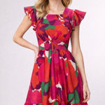 MISA Los Angeles  Floral Print Ruffle Sleeve Square Neck Mini Dress Size S Photo 0