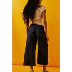 Free People Beach Essential Gaucho Pants Navy Blue Mid Rise Cropped Wide Leg Med Photo 1